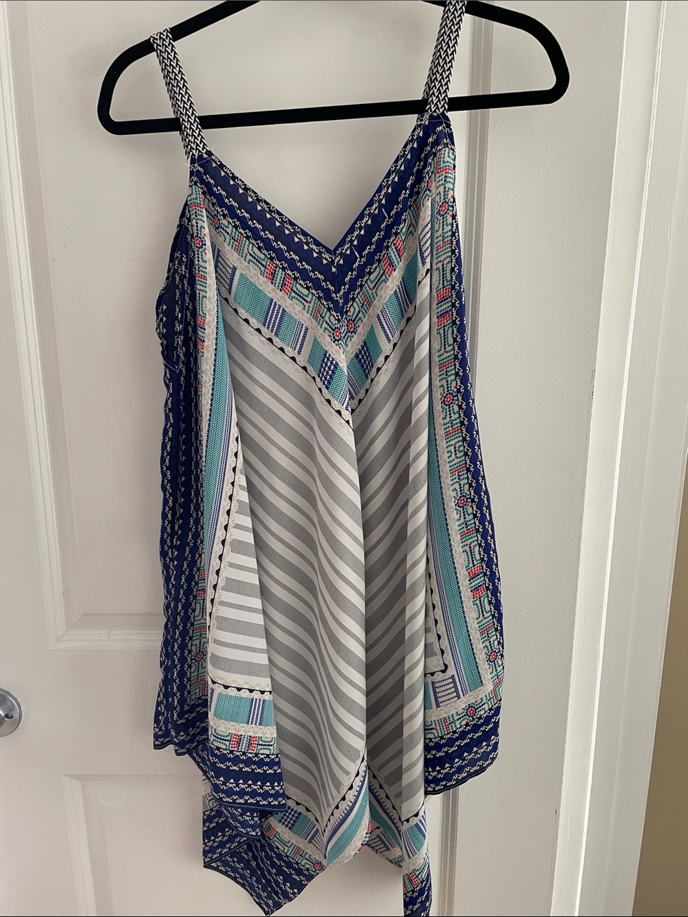 Maurices Blue and Gray Patterned Strappy Tank Top